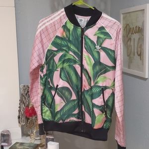 Adidas pink palm tree track jacket